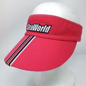 Vintage SeaWorld Visor Cap Adjustable Embroidered Hat Striped Orlando Florida